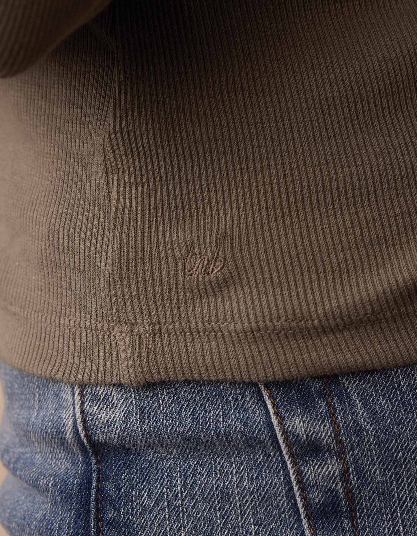 Normal Rib Henley in Moss