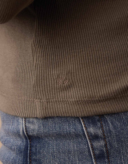 Normal Rib Henley in Moss