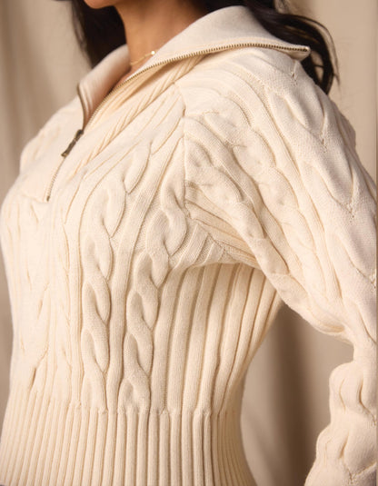 Lola Everyday Quarter Zip in Cream