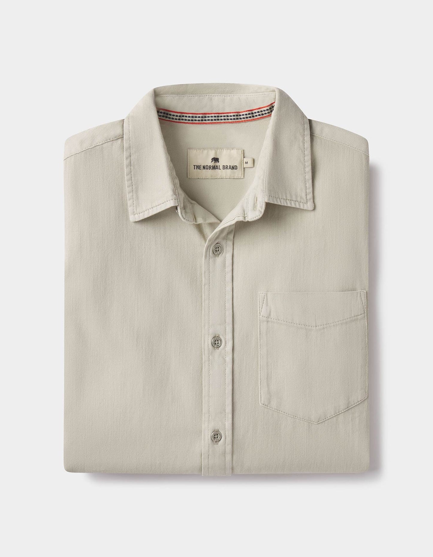 Cotton Denim Long Sleeve Button Up in Silver Moss