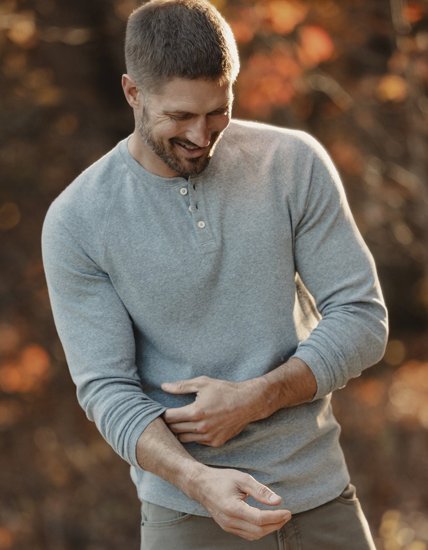 Puremeso Everyday Henley in Athletic Grey