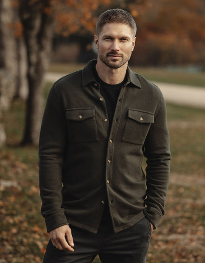 Looped Terry Button Up in Alpine