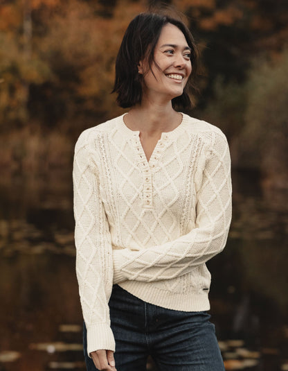 Josefine Cableknit Henley in Cream