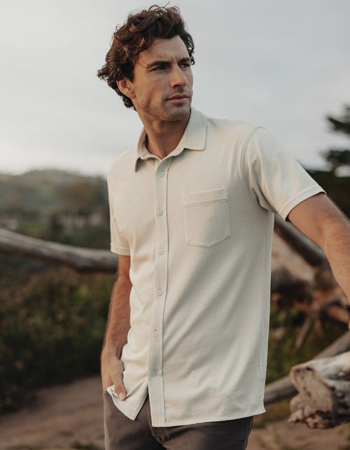 Normal Jersey Button Up in Sea Glass