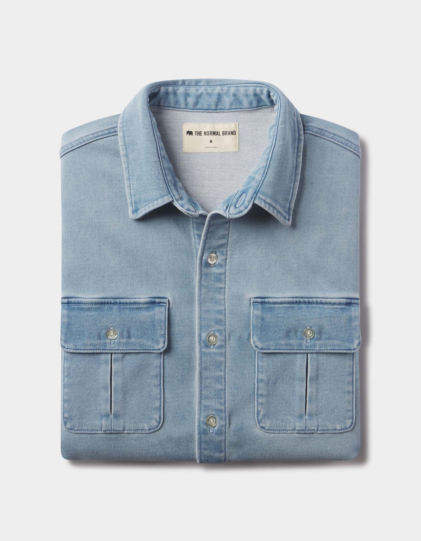 Comfort Terry Jean Shirt Jacket in Light Wash
