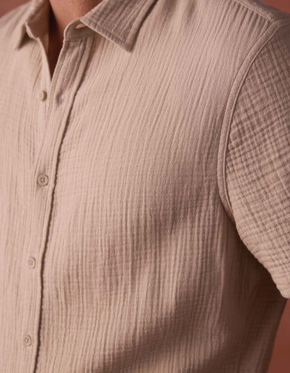Kalo Short Sleeve Button Up in Pumice