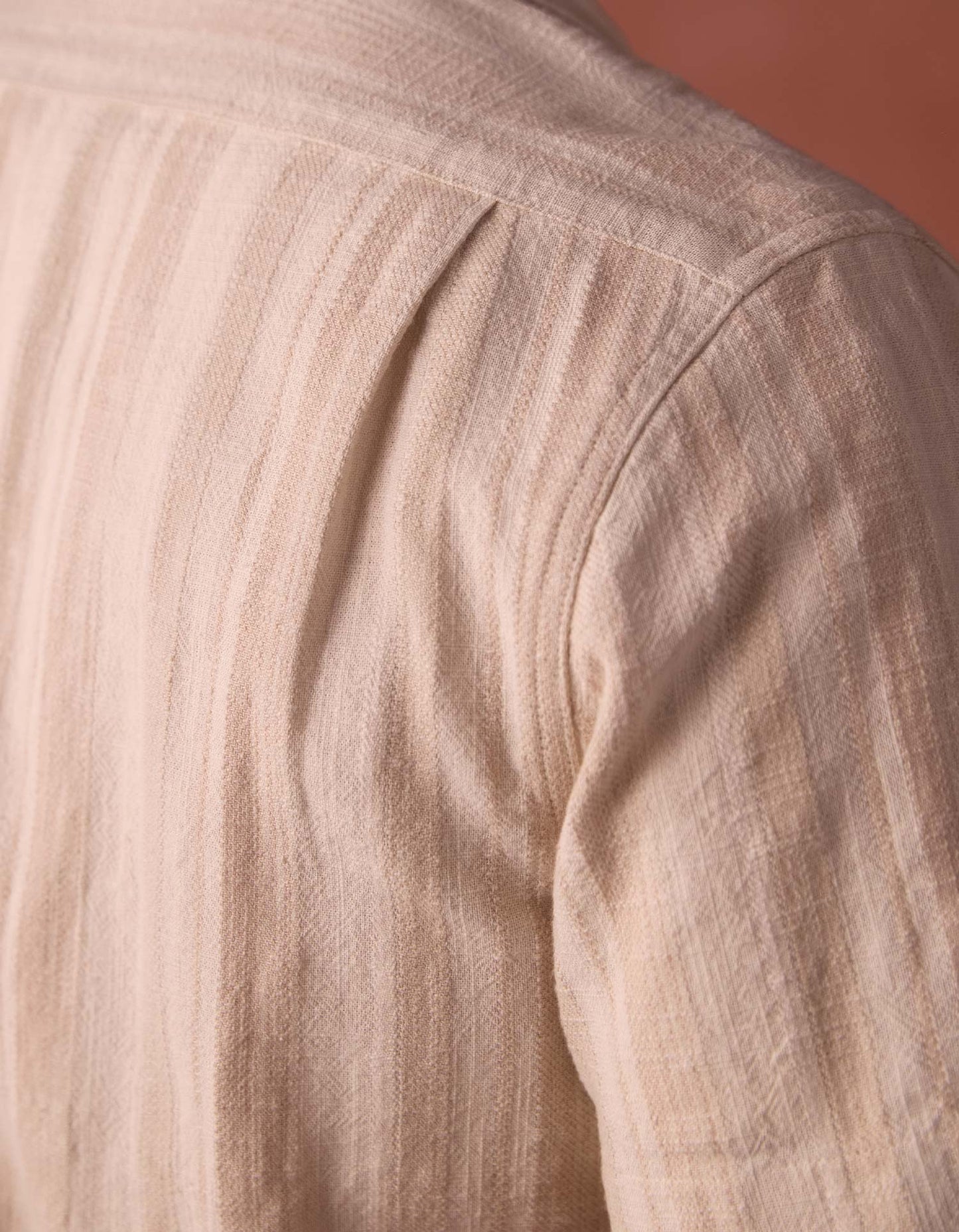 Freshwater Short Sleeve Button Up Shirt in Sandstone Stripe