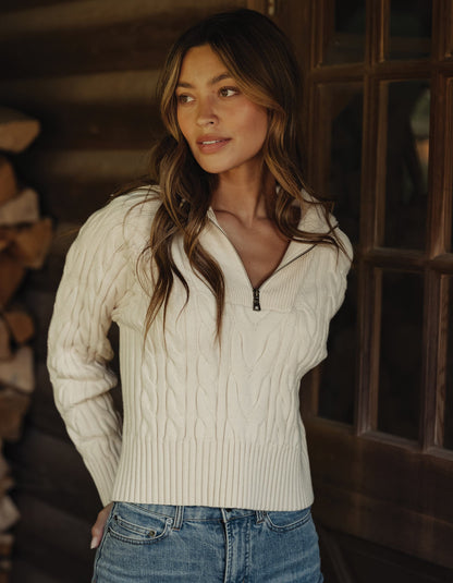 Lola Everyday Quarter Zip in Cream