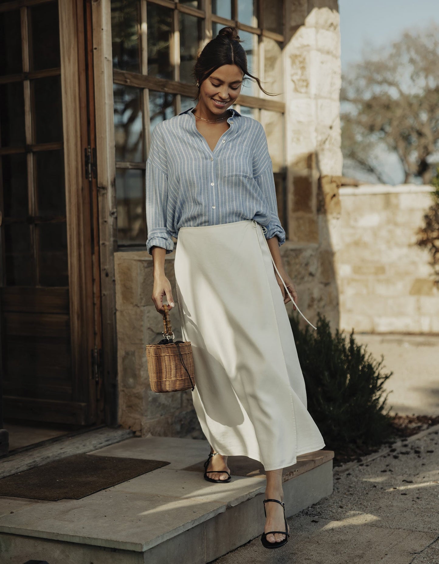 Sueded Costa Wrap Skirt in Ivory