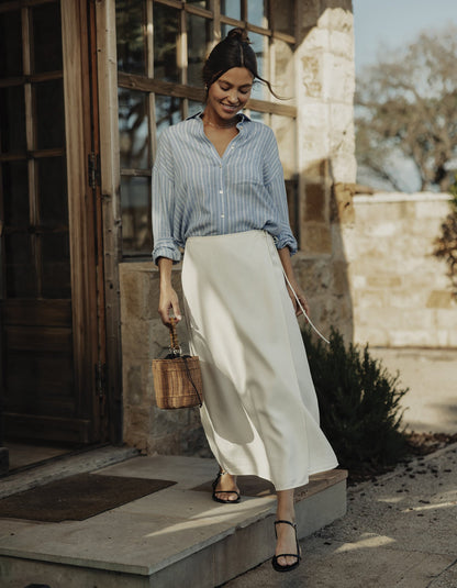 Sueded Costa Wrap Skirt in Ivory