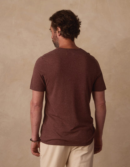 Summer Linen-Blend Knit Tee in Espresso
