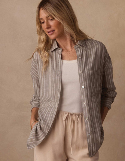 Freshwater Overshirt in Moss Stripe