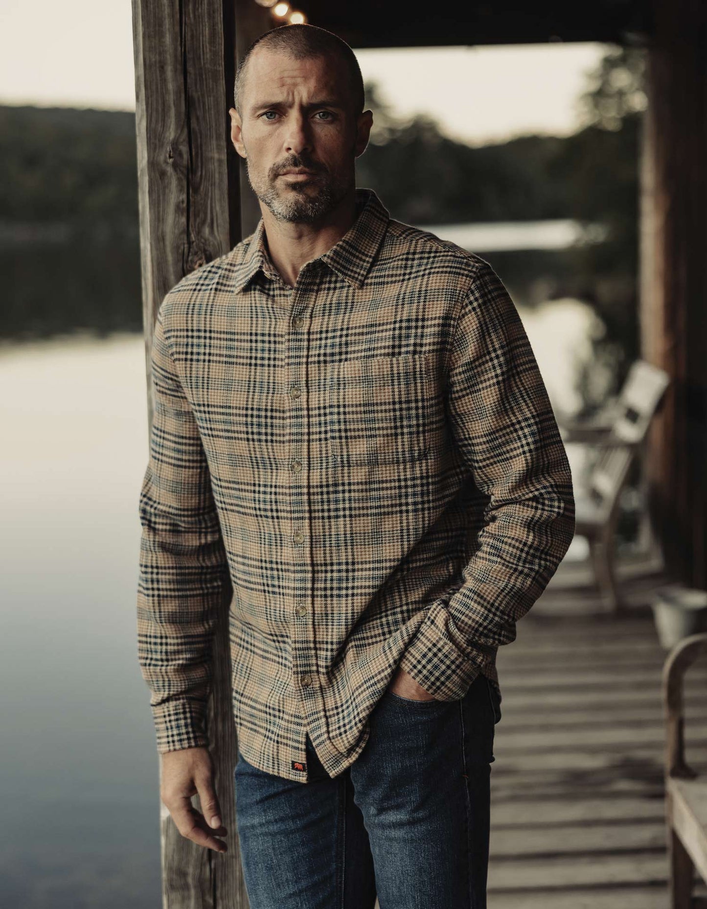 Louis Heavyweight Flannel Overshirt in Fawn Plaid