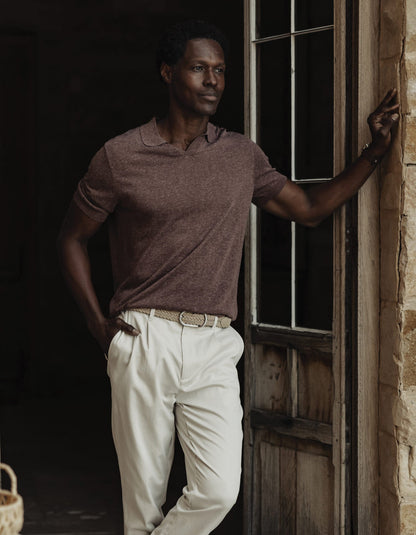 Summer Linen-Blend Polo in Espresso