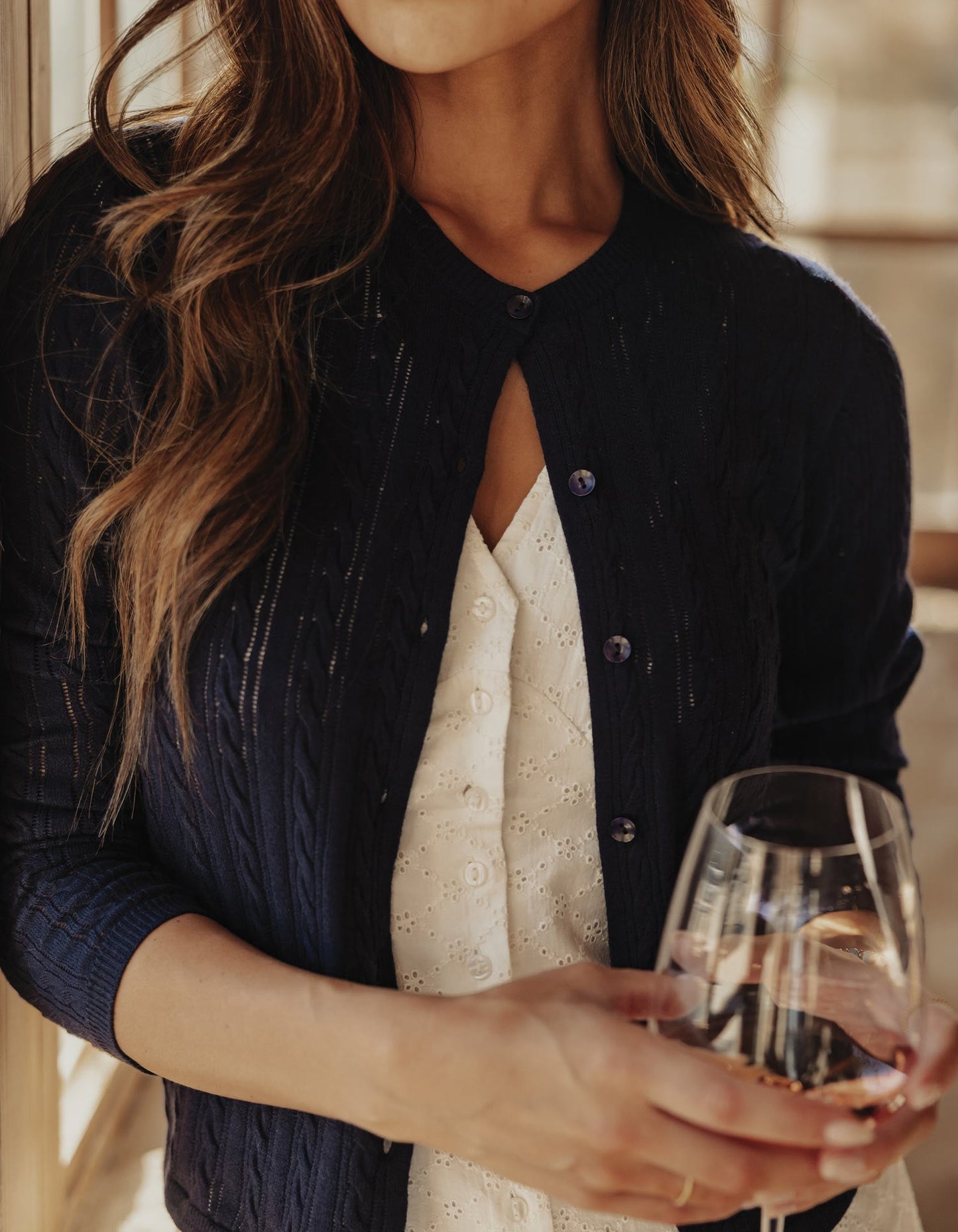 Ravello Fine Gauge Cardigan in Navy