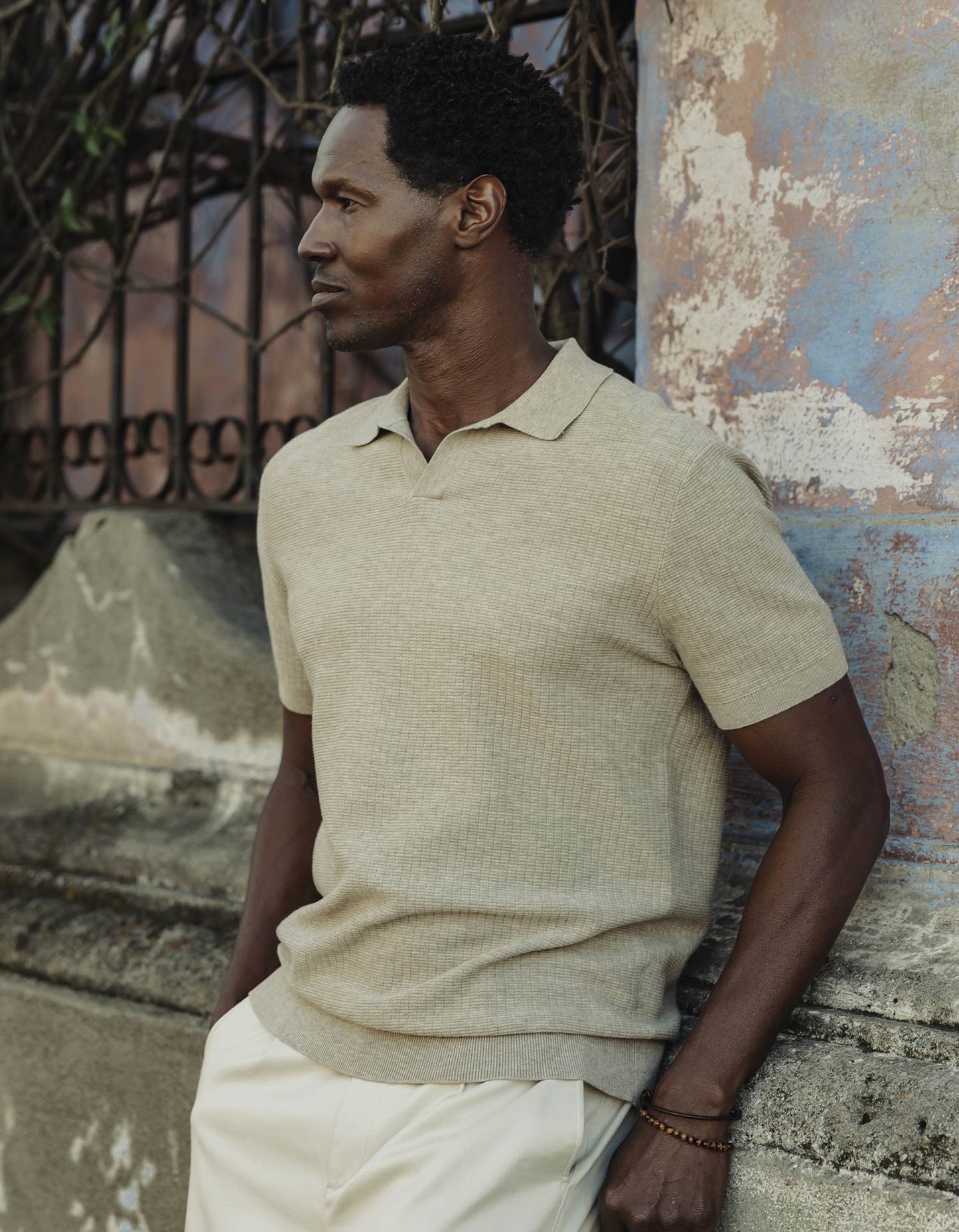 Breezeknit Polo in Flax