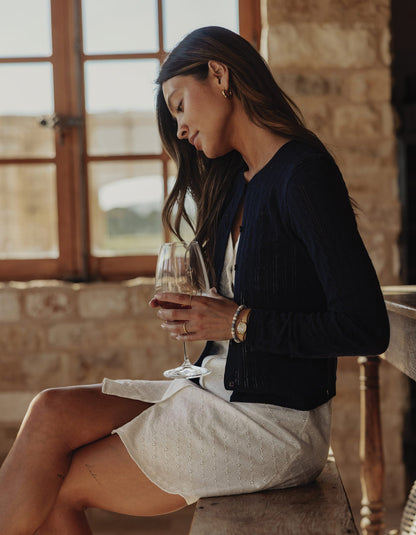 Ravello Fine Gauge Cardigan in Navy