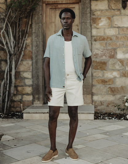 Freshwater Short Sleeve Button Up Shirt in Ocean Surf Spray