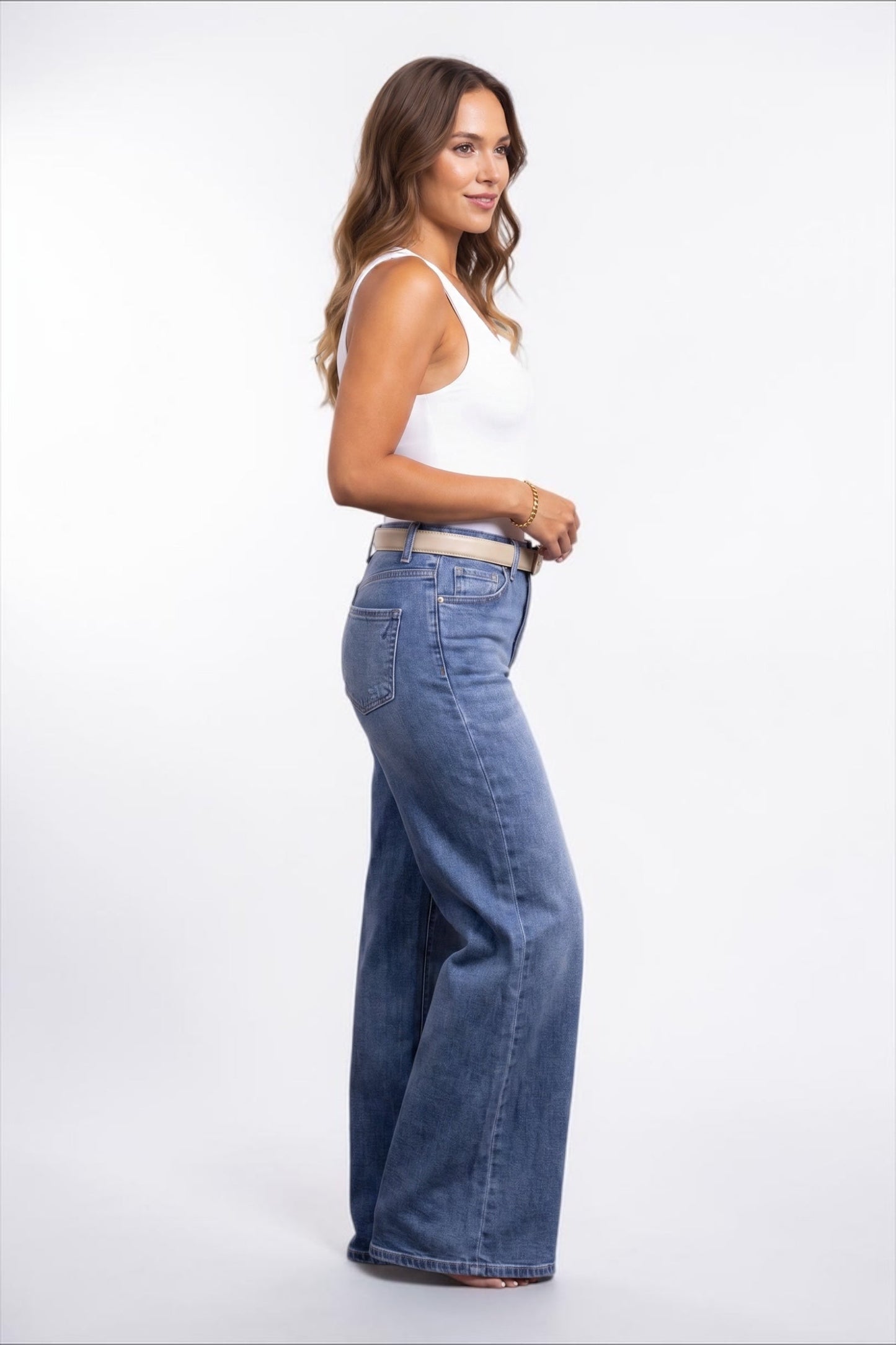 The Lila High-Rise Tummy Control Wide Leg Angled Seam Jeans - Three Inseams