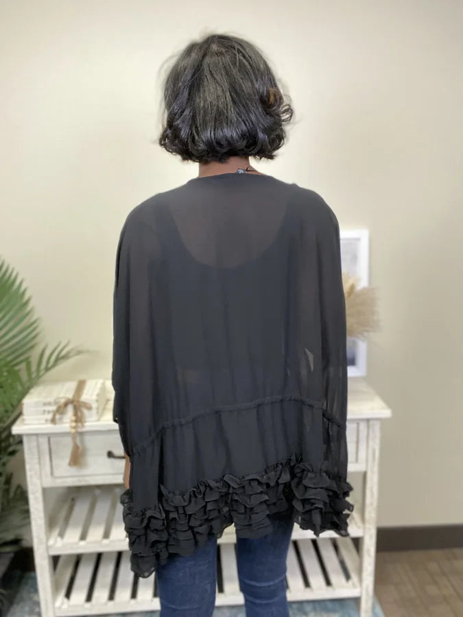 Love Always Wins Women's Ruffled Drawstring Waist Cardi