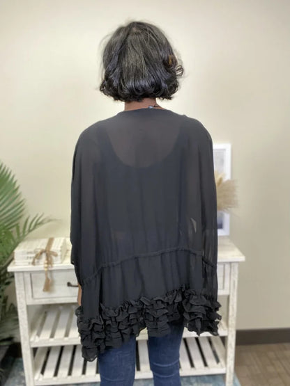 Love Always Wins Women's Ruffled Drawstring Waist Cardi