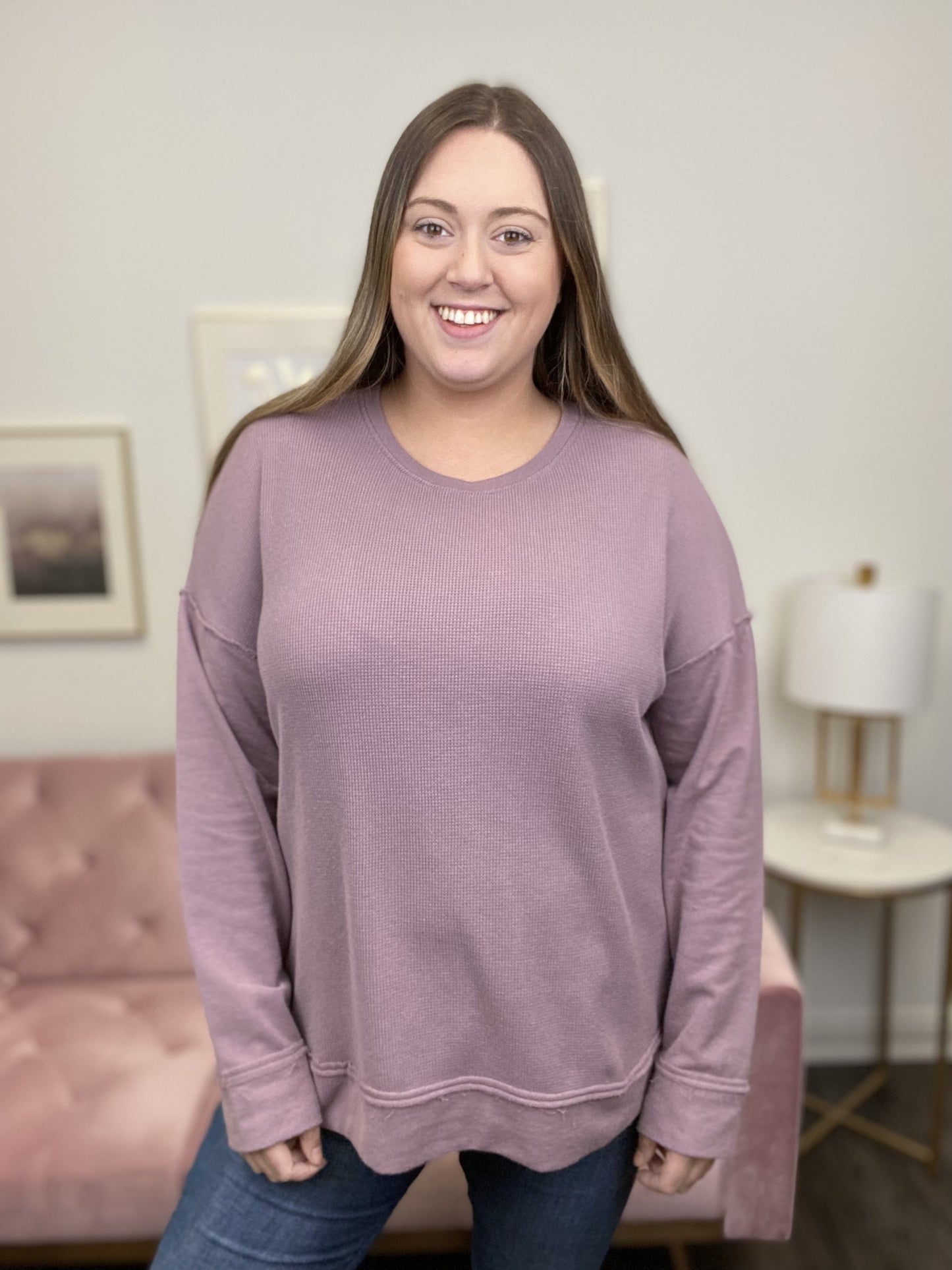 Life Has A Funny Way Women's Casual Waffle Long Sleeve Top