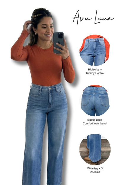The Rae High-Rise Tummy Control Wide Leg Jeans - Three Inseams