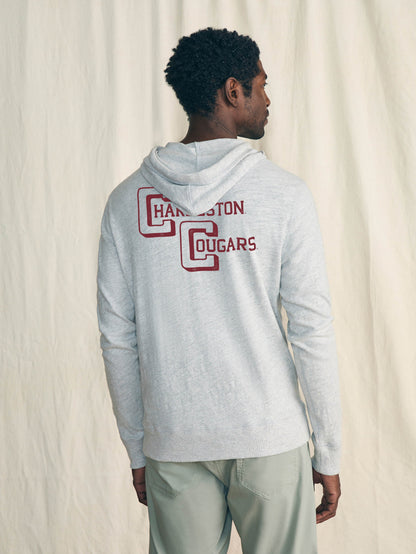 College of Charleston Sunwashed Slub Hoodie - Light Heather Grey
