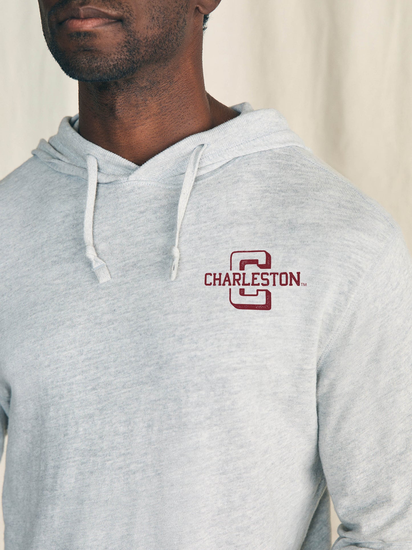 College of Charleston Sunwashed Slub Hoodie - Light Heather Grey