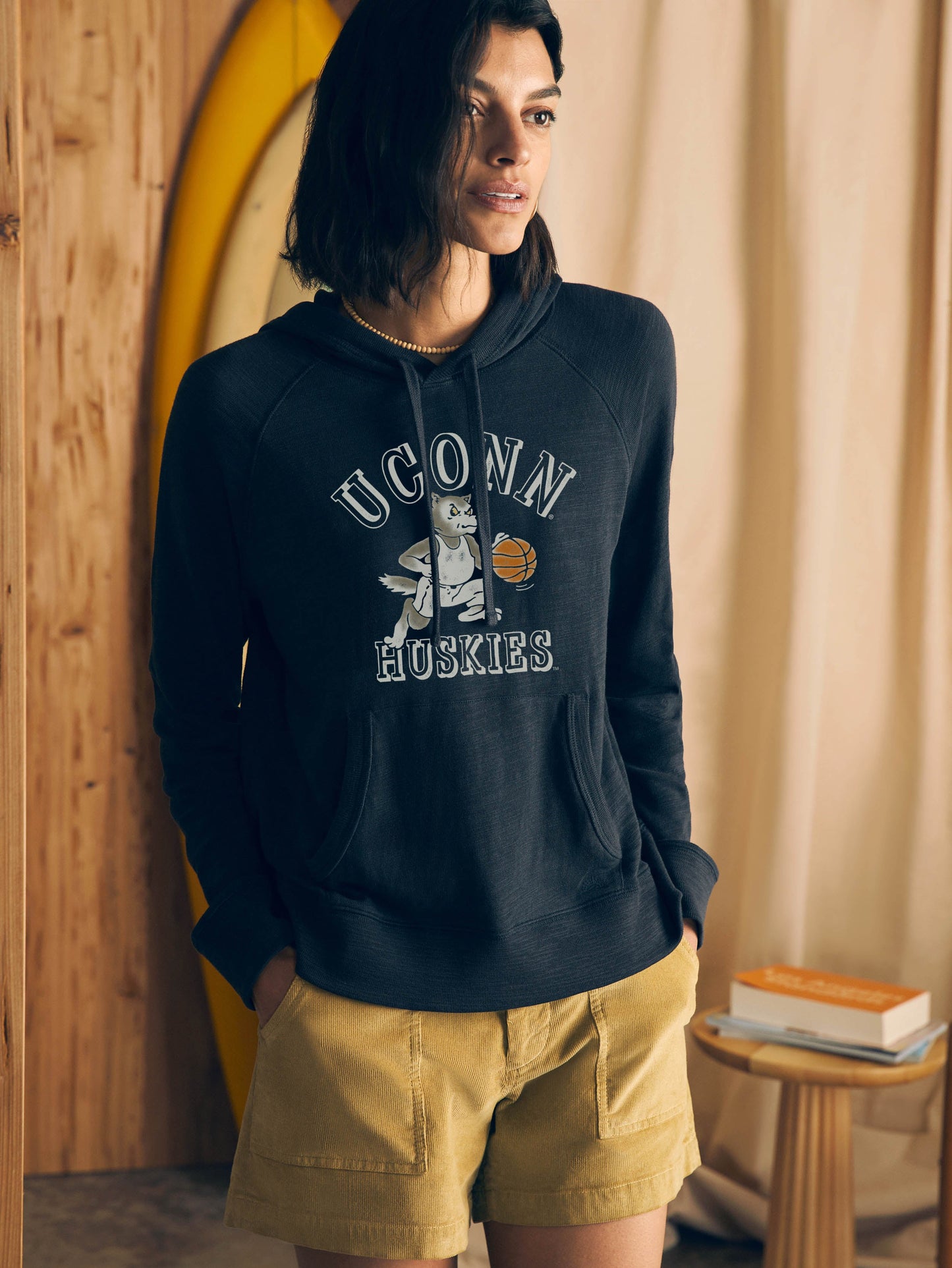 University of Connecticut Sunwashed Slub Hoodie - Blue Nights