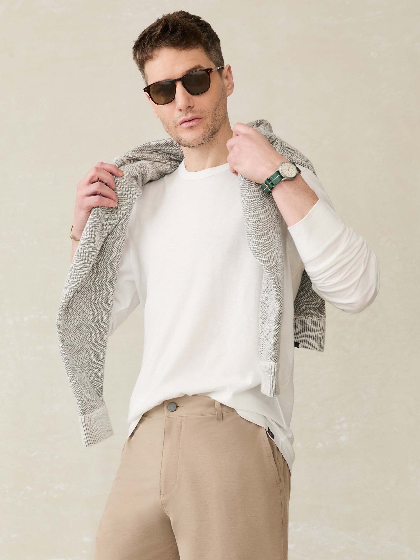 Long-Sleeve Sunwashed Tee - White
