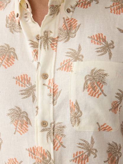 Short-Sleeve Breeze Shirt (Tall) - Sunlit Palm and Waves