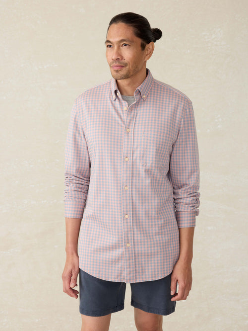 Coastline Knit Shirt - Blue Coral Gingham