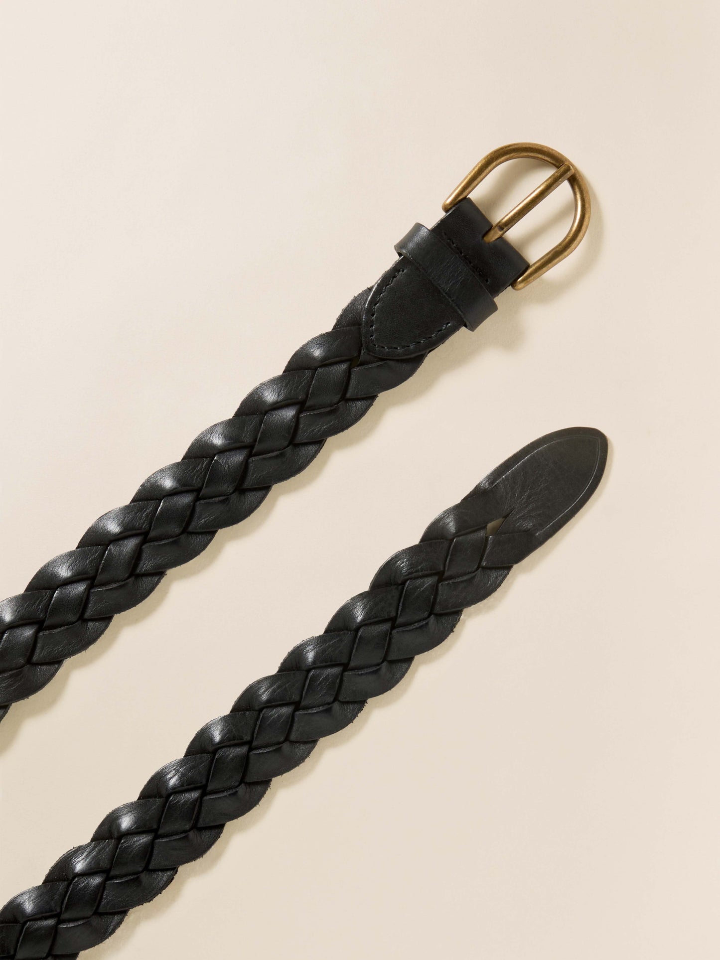 Downtown Braided Leather Belt - Black