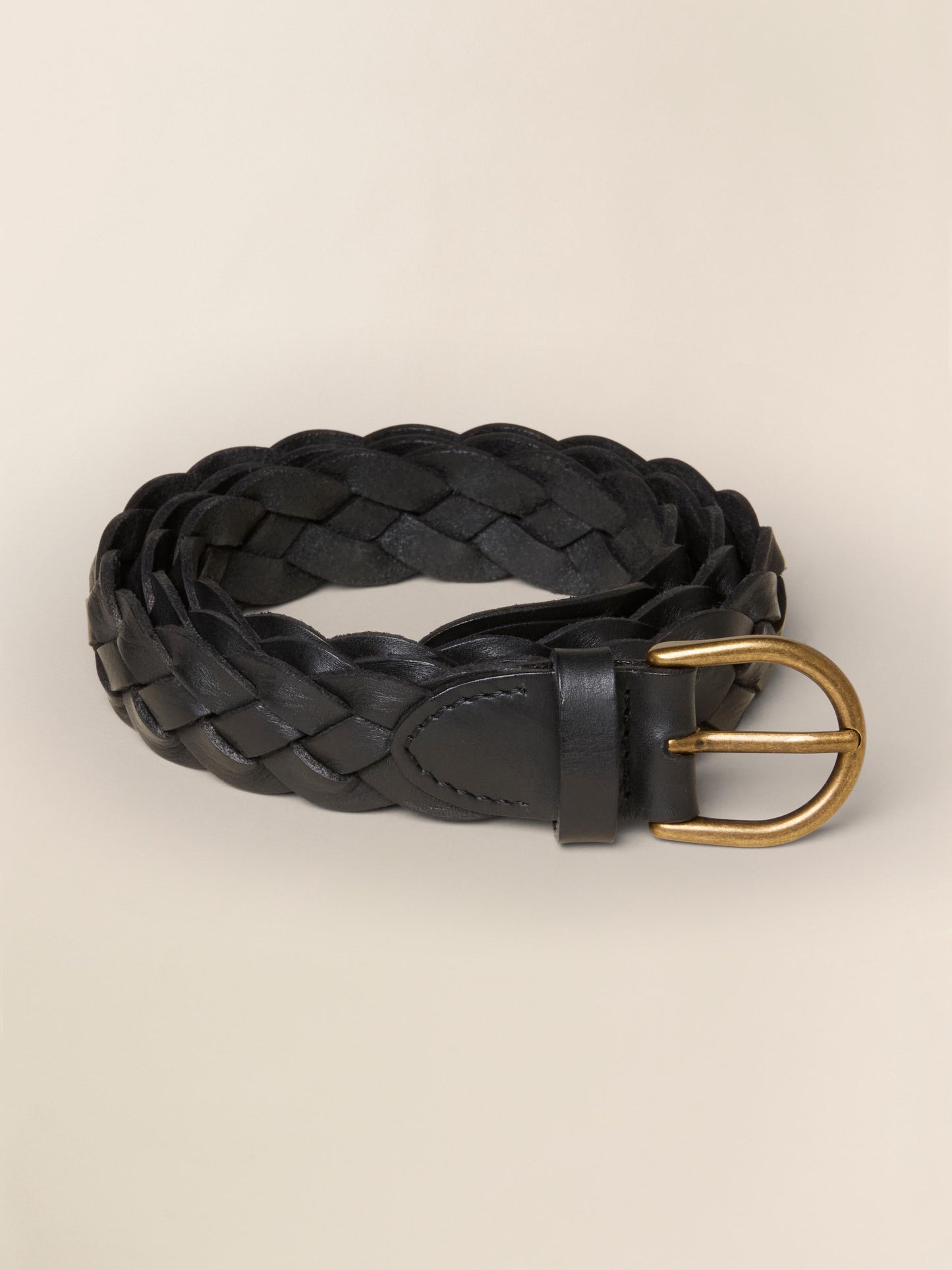 Downtown Braided Leather Belt - Black