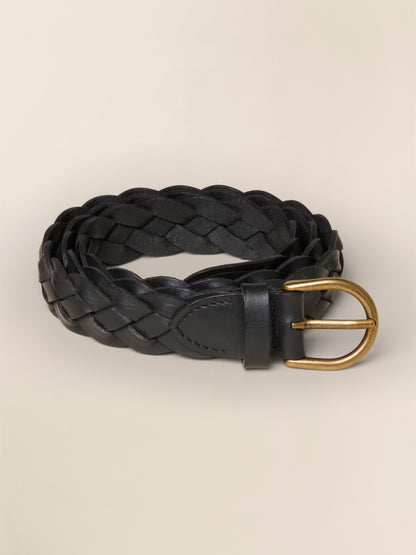 Downtown Braided Leather Belt - Black