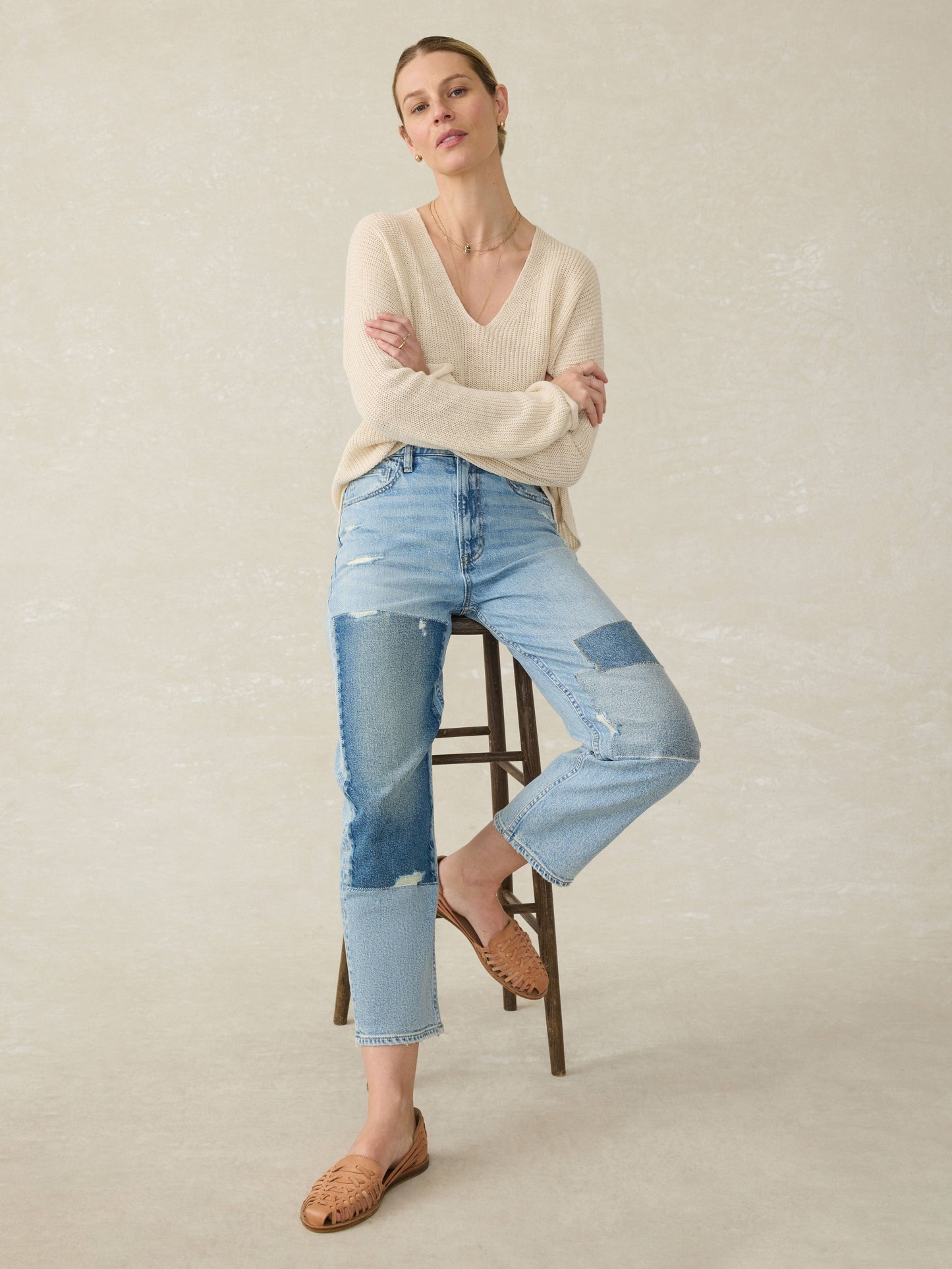 90S Crop Patchwork Jean - Heirloom Indigo Wash