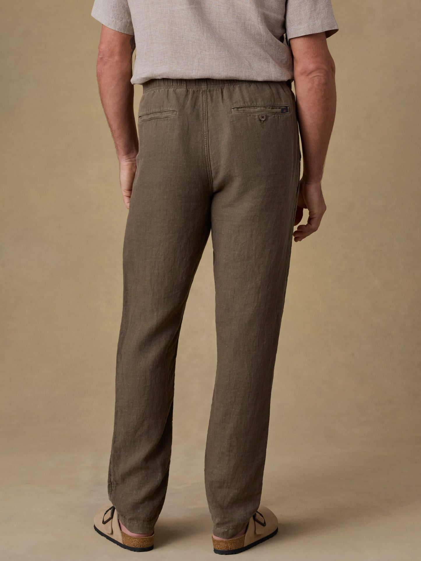 Linen Drawstring Pant - Dark Palm