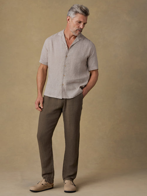 Linen Drawstring Pant - Dark Palm