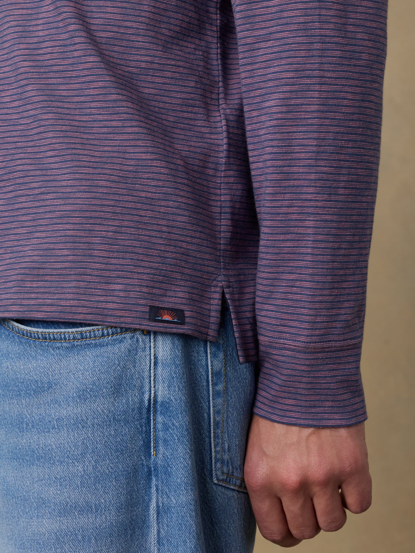 Long-Sleeve Sunwashed T-Shirt Polo - Dune Stripe Nightfall