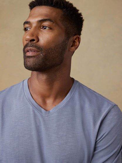 Short-Sleeve Sunwashed V-Neck Tee - Flint
