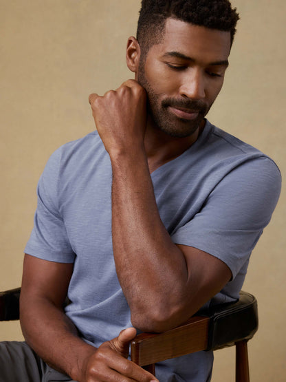 Short-Sleeve Sunwashed V-Neck Tee - Flint