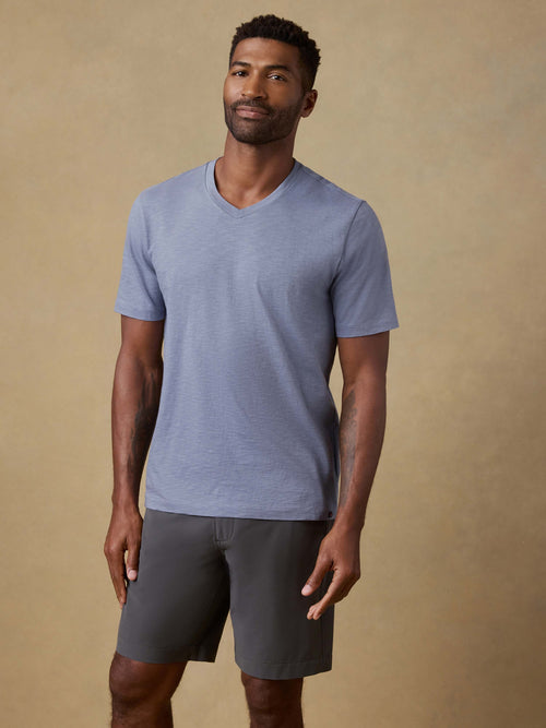 Short-Sleeve Sunwashed V-Neck Tee - Flint