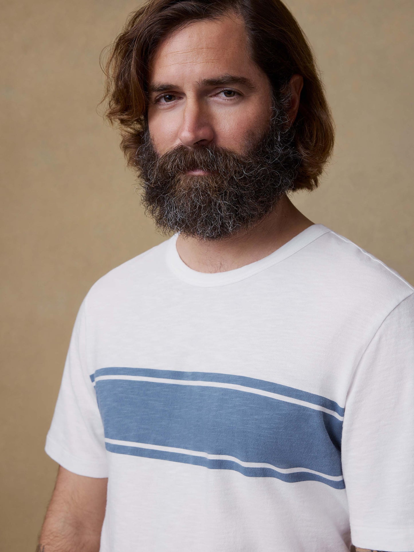 Sunwashed Regenerative Tee - White Surf Stripe