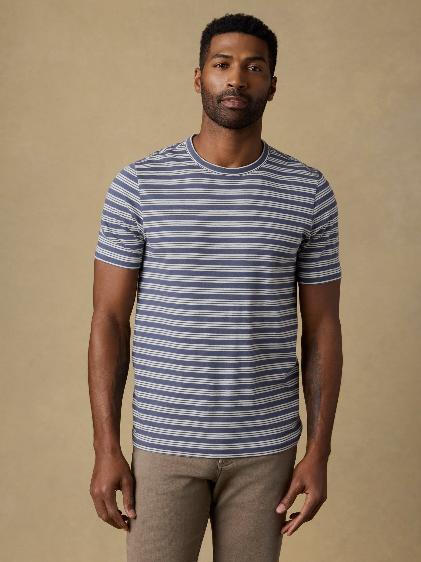 Sunwashed Regenerative Tee - Whitecap Navy Stripe