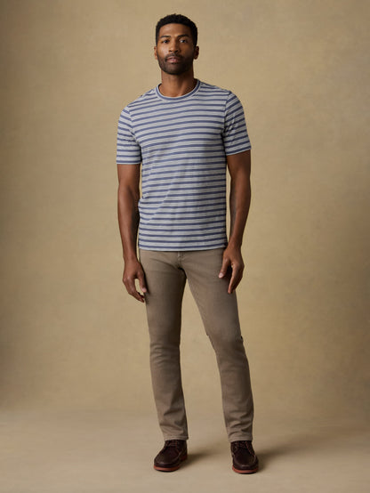 Sunwashed Regenerative Tee - Whitecap Navy Stripe