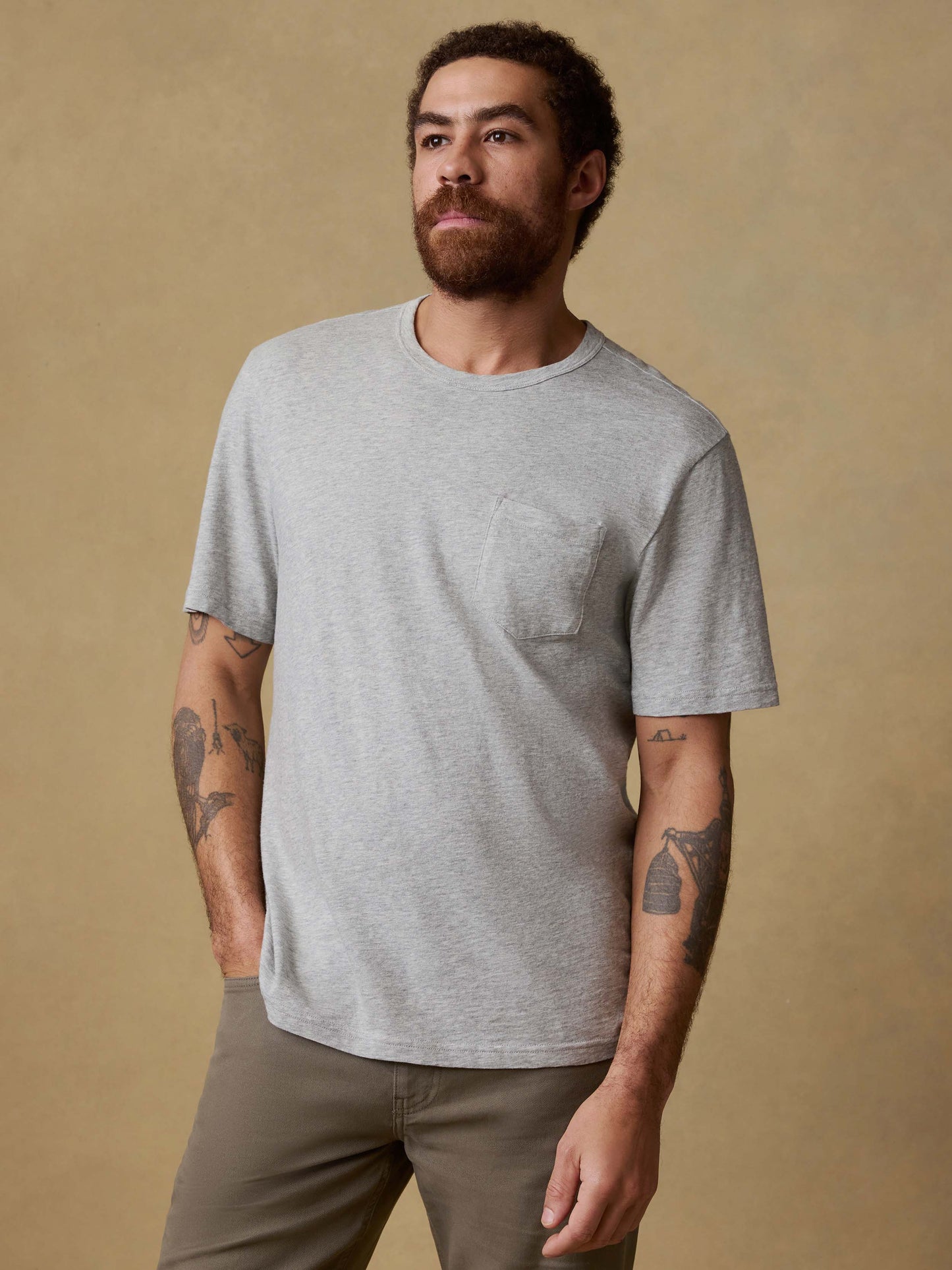 Sunwashed Regenerative Pocket Tee - Granite Heather