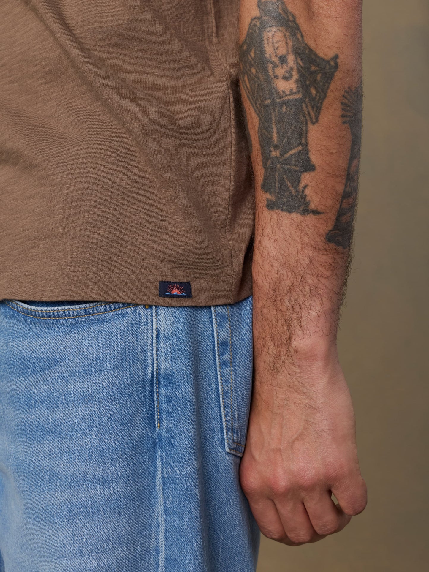 Sunwashed Regenerative Pocket Tee - Island Brown