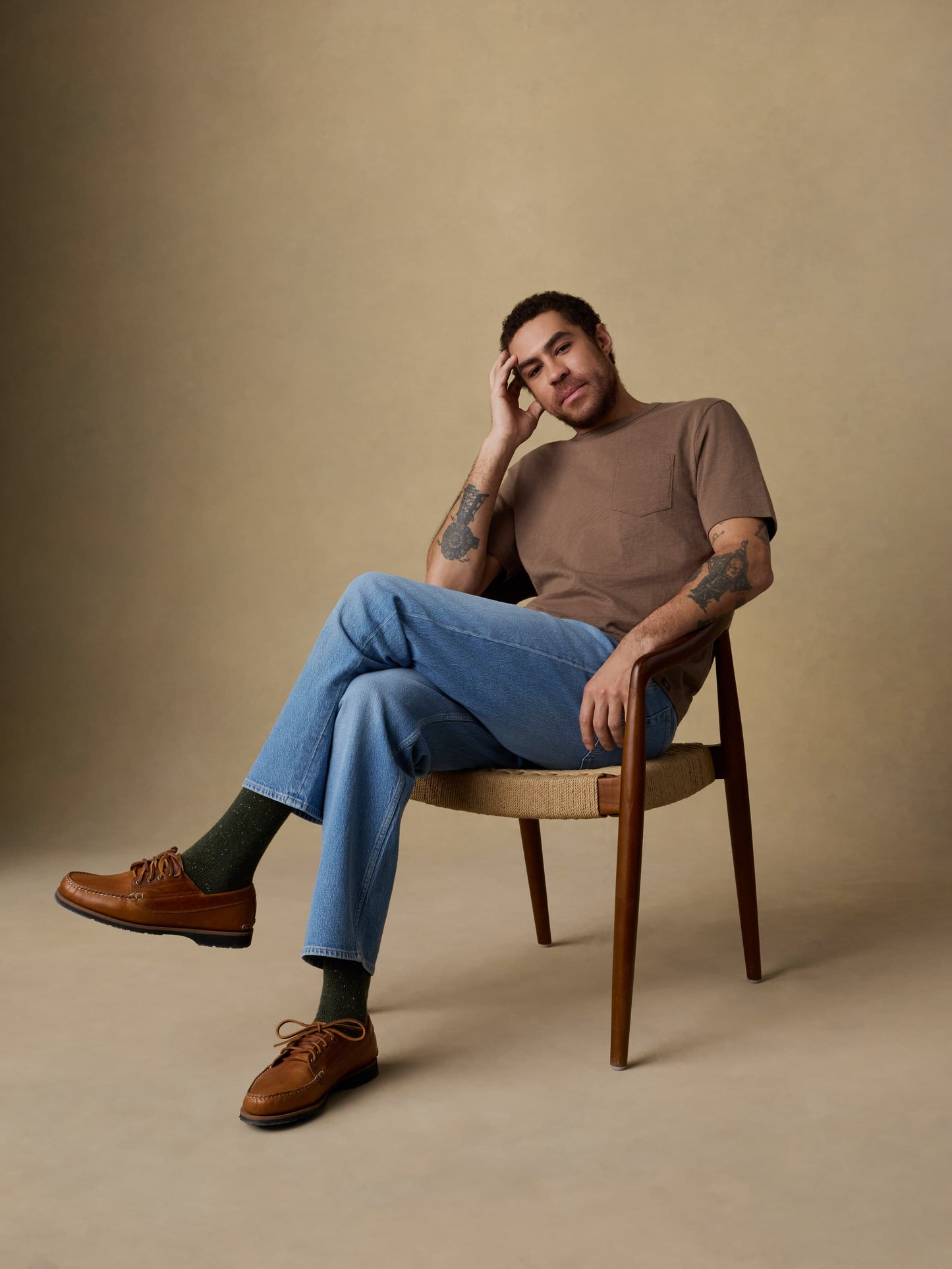 Sunwashed Regenerative Pocket Tee - Island Brown