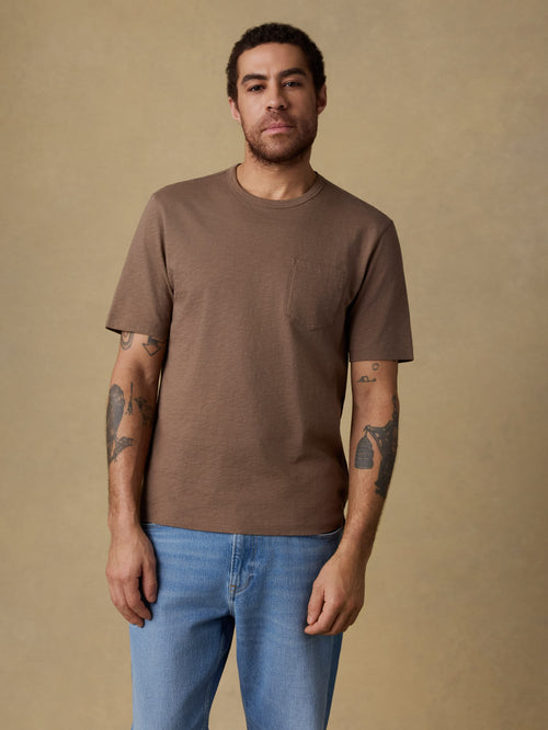 Sunwashed Regenerative Pocket Tee - Island Brown